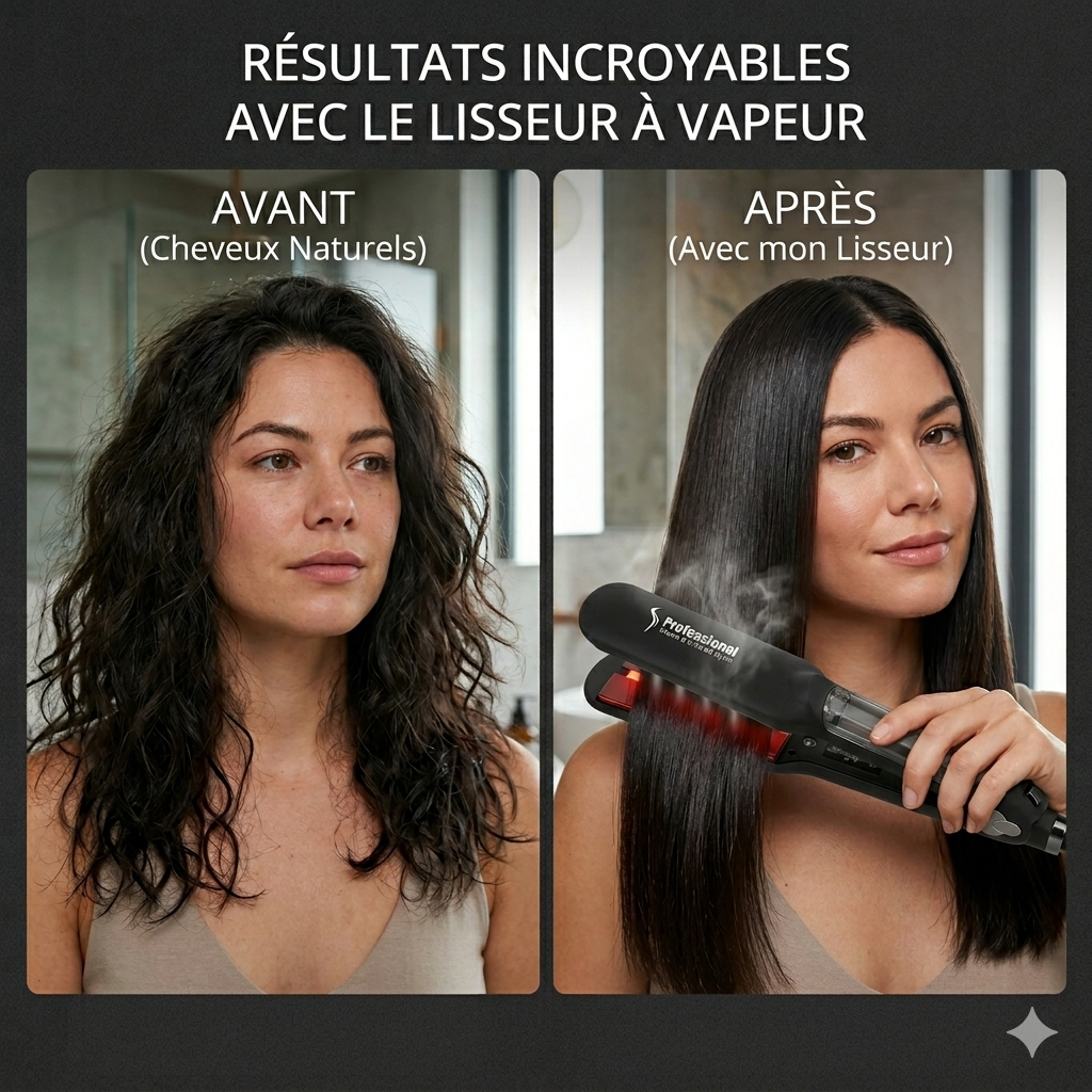 Lisseur vapeur infrarouge à plaques de 5 cm , 230 °C , outil de coiffure professionnel, double tension.