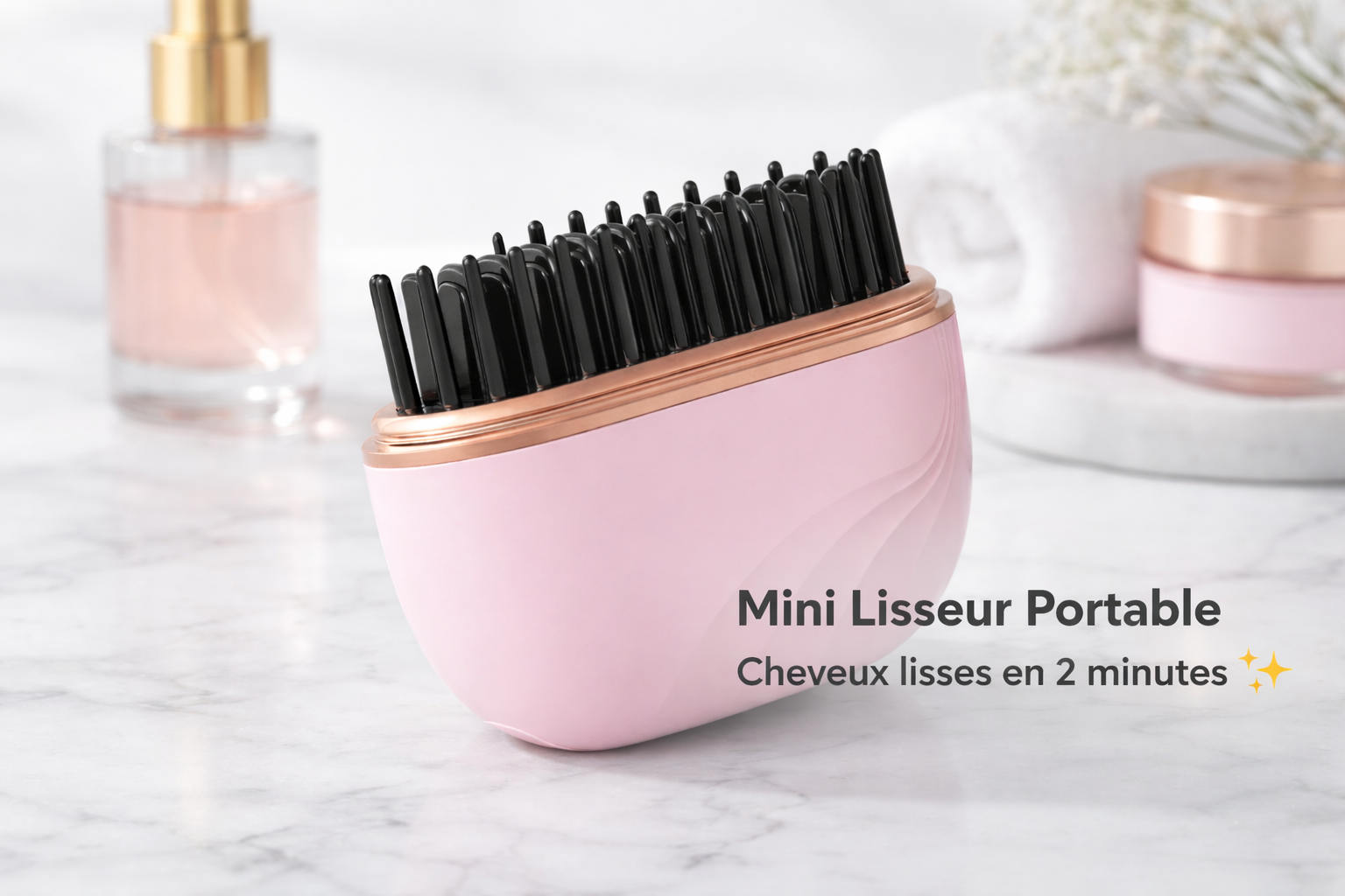 Brosse lissante électrique chauffante portable, mini lisseur à 3 températures, peigne chauffant anti-brûlure pour hommes et femmes