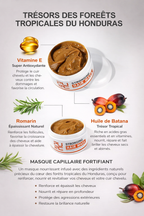 Masque capillaire PURC à l'huile de Batana : lissage, réparation, anti-frisottis, soin nourrissant et brillant pour cheveux abîmés.